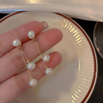 DAIIIBABYYY  -  Fashion French Lovely Elegant Vintage Mini Luxury Bow Heart Ear Stud Korean Style Pearl Earrings Women Drop Earrings